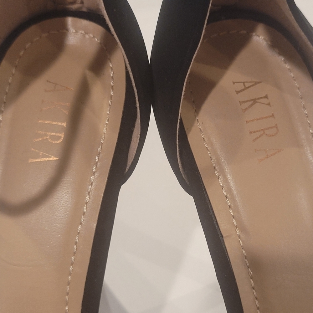AKIRA open toe heels in black